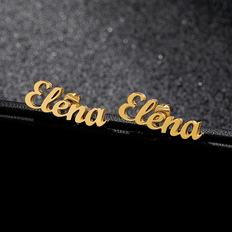 Hoop Huggie 1 Pair Custom Name Earrings For Women Personalized Stainless Steel Initial Letter Nameplate Stud Earring Party Girl Jewelry Gift 230808