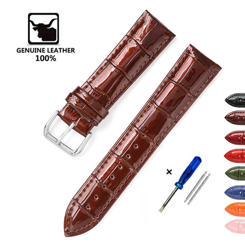 Watch Bands Genuine Leather Watch Band 12mm 14mm 16mm 18mm 20mm 22mm Leather Bracelet Green Blue Red Purple Men Women Leather Straps 230808