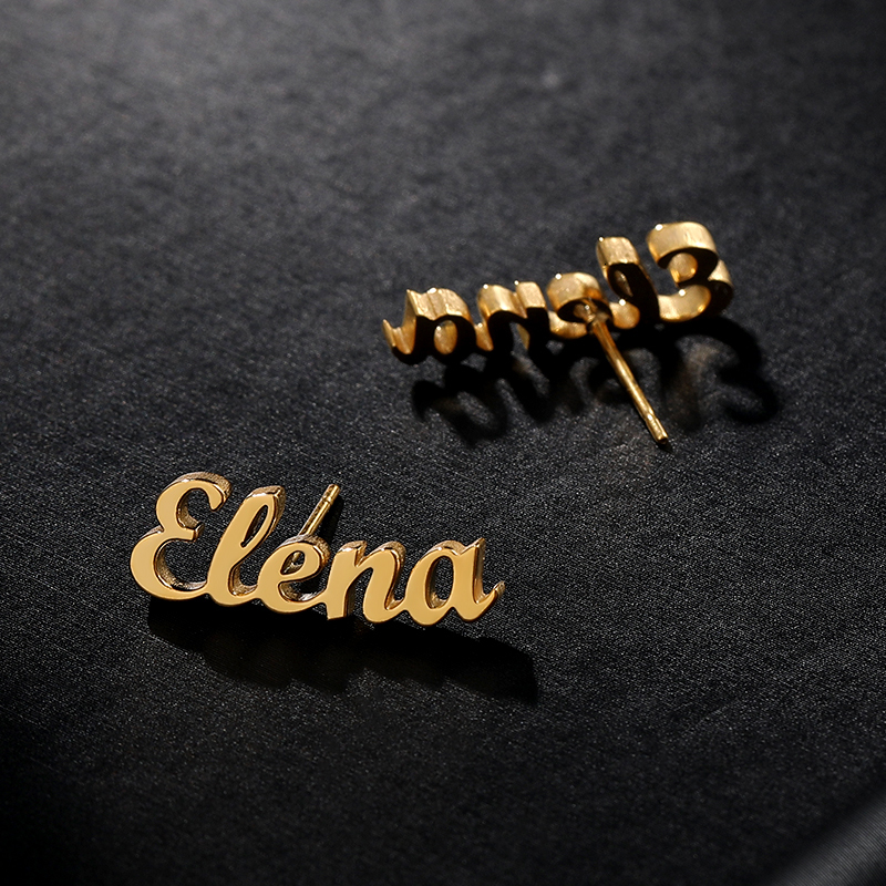 Hoop Huggie 1 Pair Custom Name Earrings For Women Personalized Stainless Steel Initial Letter Nameplate Stud Earring Party Girl Jewelry Gift 230808
