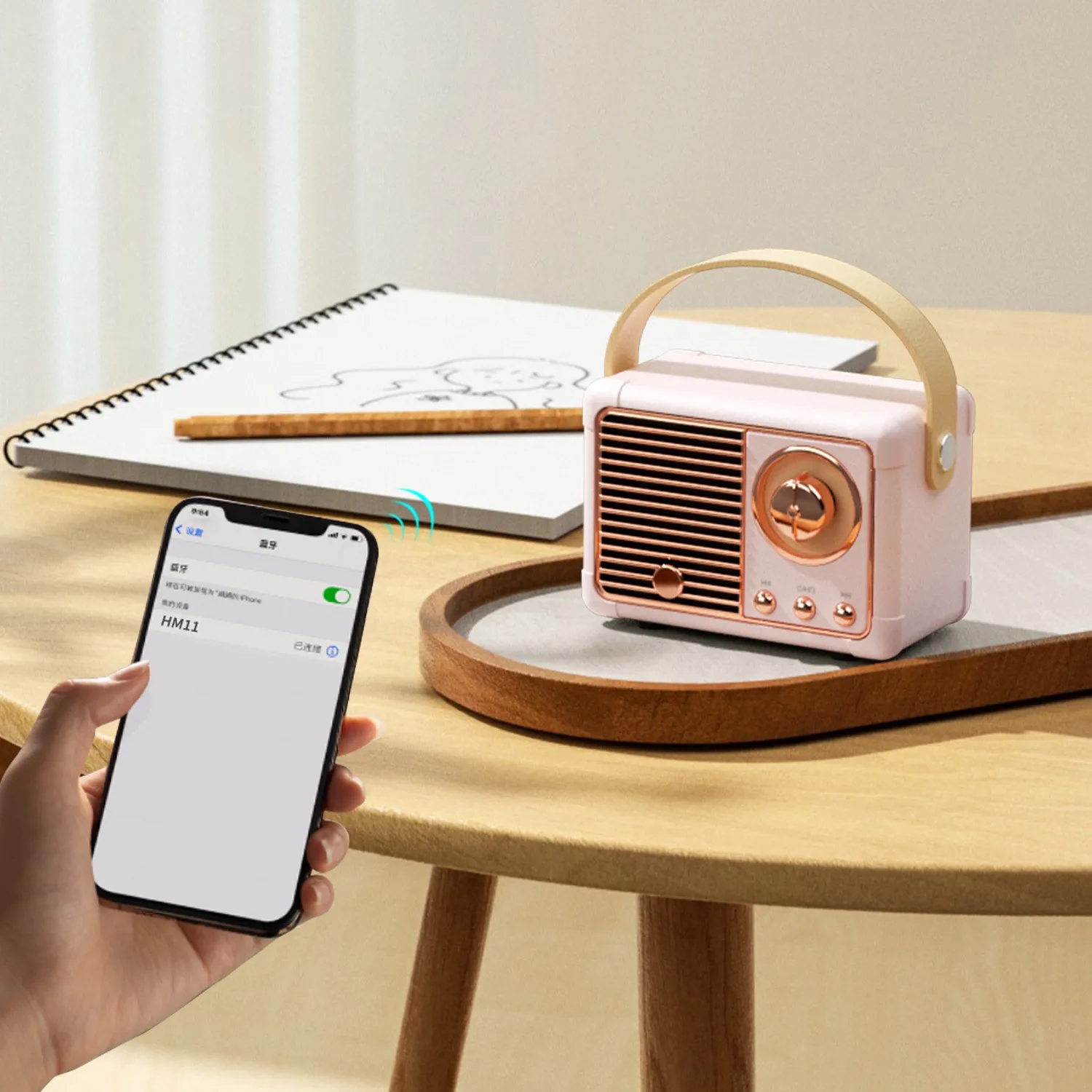 HM11 Retro Bluetooth Speakers Metal Material Stereo Hifi Super Bass Subwoofer Handsfree MIC Computer Phone Speaker MP3 Player