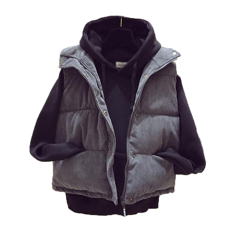 Women's Vests Women Sleeveless Vest Winter Warm 2XL Corduroy Cotton Jacket Female Simple Veats Sleeveless Waistcoat 230808