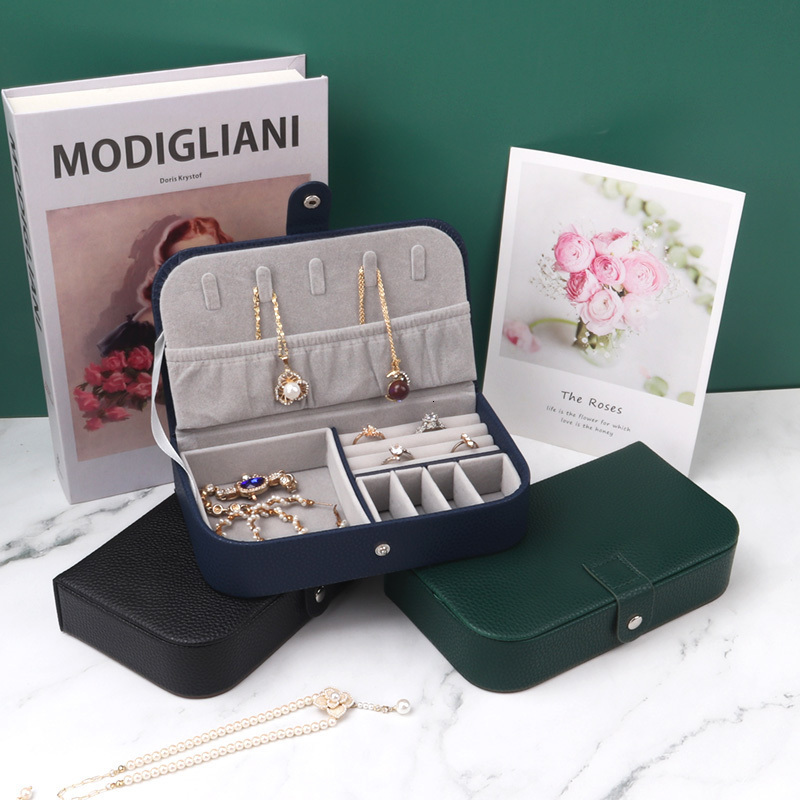 Jewelry Boxes Portable Box Organizer Display Travel Case Button Leather Storage Chenille Jewelers Joyero 230808