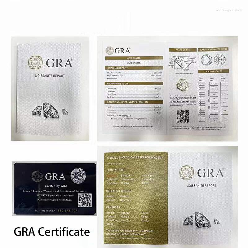 Stud Earrings 4ct Round Moissanite Dia Women Sterg Sier D Color VVS Ear Studs Pass Platinum Plate