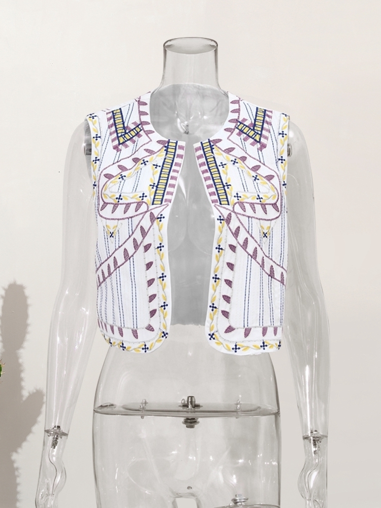 Women's Vests Casual Embroidered Printed Vests For Women Vintage Fashion Sleeveless Waistcoat Summer Loose Lady High Street Top Cardigan 230808