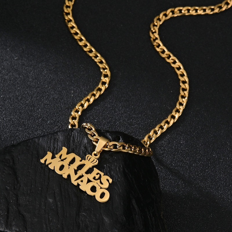 Charms Customized Names Pendant Necklace Stainless Steel Personalized Jewelry Cuban Thick Chain for Men Women Detachable Necklace Gift 230808