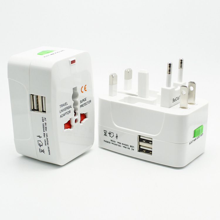 Travel universal International wall charger power adapter earphones for Surge Protector Plug US UK EU AU AC Dual USB