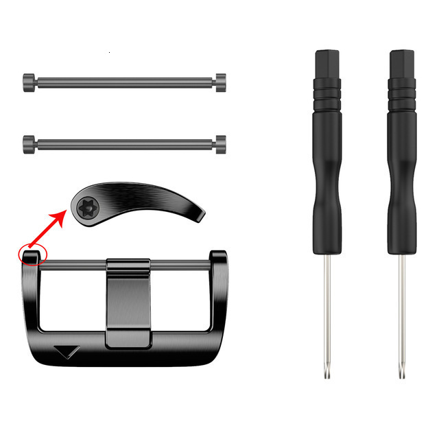 Watch Bands Metal Watch Band Buckle 22mm 26mm Men Watchband Strap Silver Black Stainless Steel Clasp Accessories Screw Buckle 230808