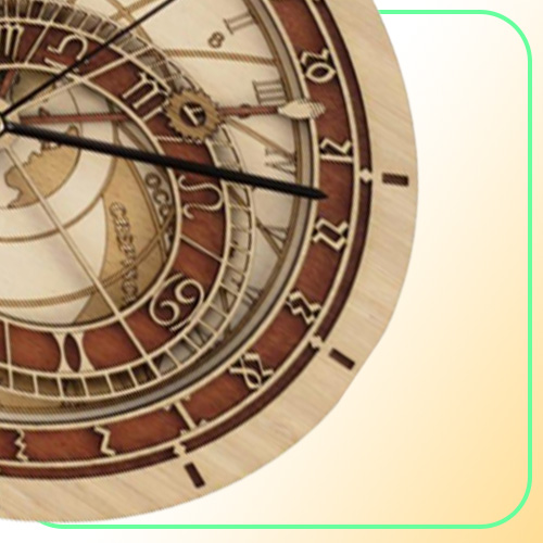 Creative Prague Astronomical Wooden Living Room wall Quartz Home Decoratio Wood clock Mute LJ2012049605369