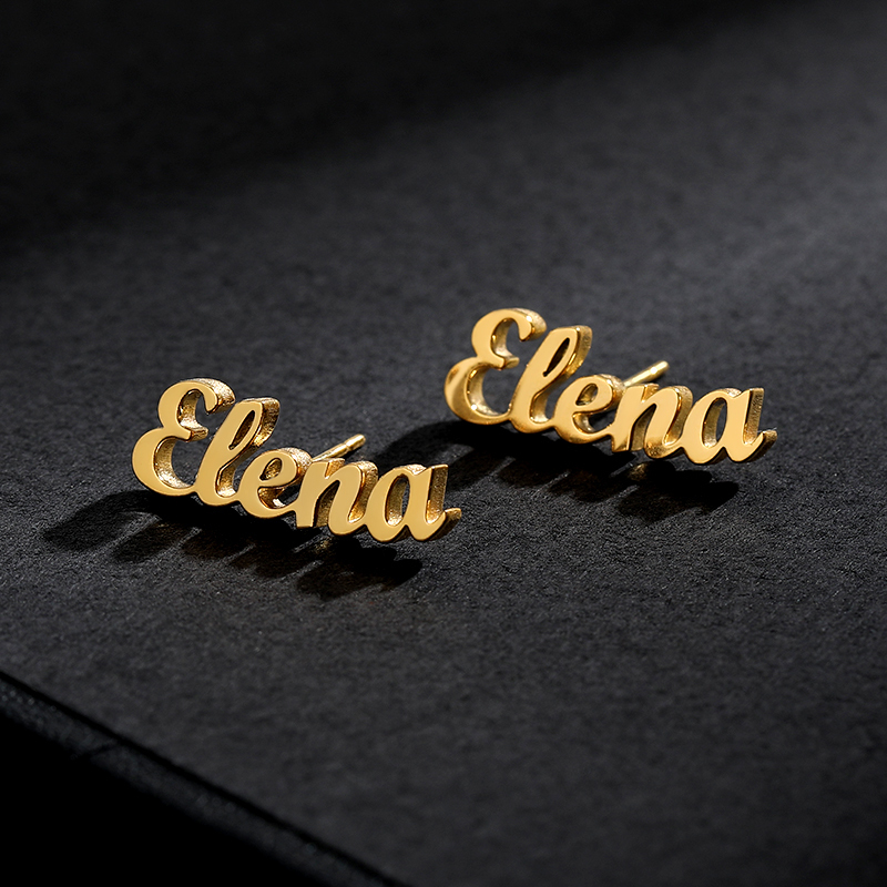Hoop Huggie 1 Pair Custom Name Earrings For Women Personalized Stainless Steel Initial Letter Nameplate Stud Earring Party Girl Jewelry Gift 230808