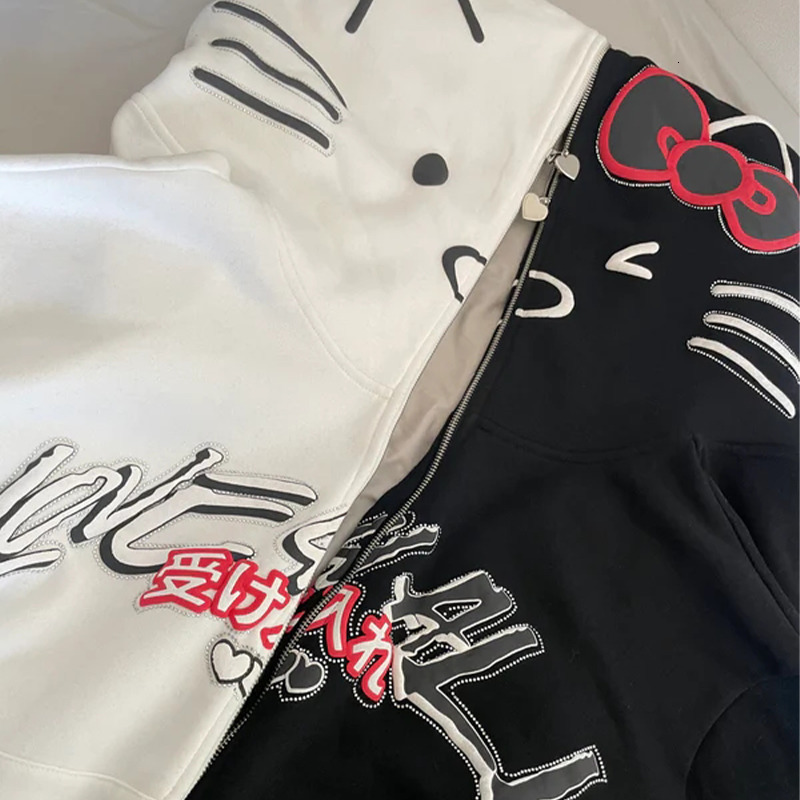 Men's Hoodies Sweatshirts INS Y2K zip up hoodie kawaii Harajuku printing streetwear Men's women's clothing Oversized Hoodie Sweatshirt  - view 5
