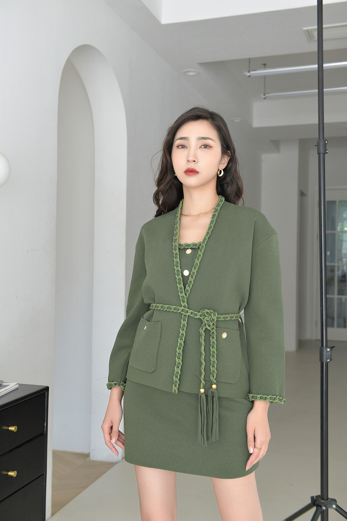 New MAJE Cardigan Braided Hem Fringe Rope Knitted Coat