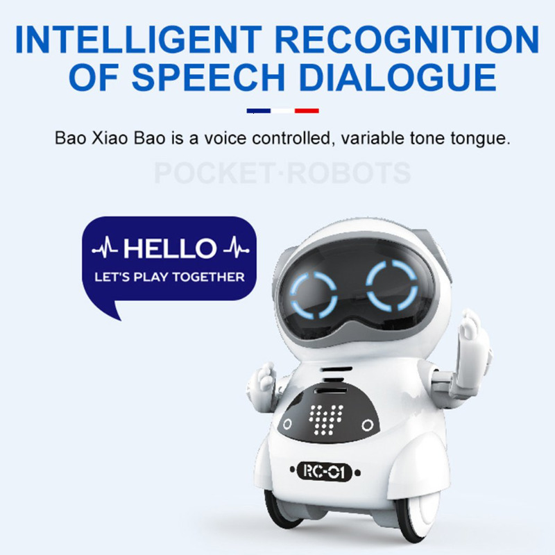 Electric/RC Animals Mini Pocket RC Robot Talking Interactive Dialogue Singing Dancing Telling Story Voice Recognition Record RC Robot Kids Toys Gift 2