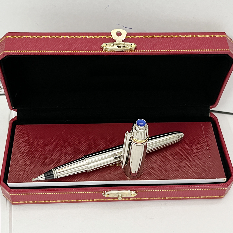 Gel Pens CT Classic Metal Signature Pen Silver With Blue Drill Ballpoint Pens Comfortable Writing Stationery 230807