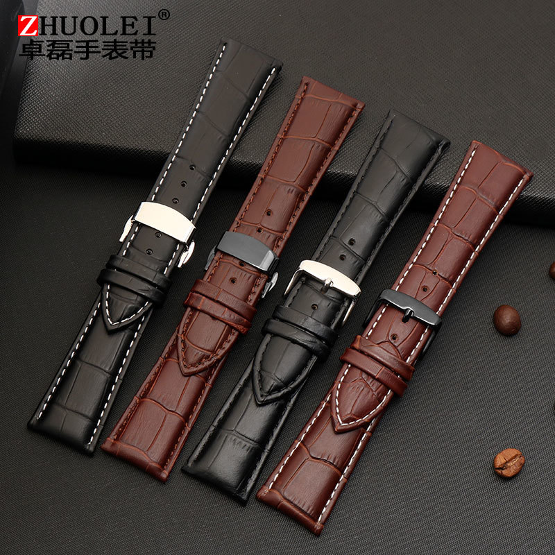 Watch Bands Watch strap 23mm 24mm 26mm 28mm big width Black brown Mens Alligator Genuine Leather Watch Strap Band bracelets 230808