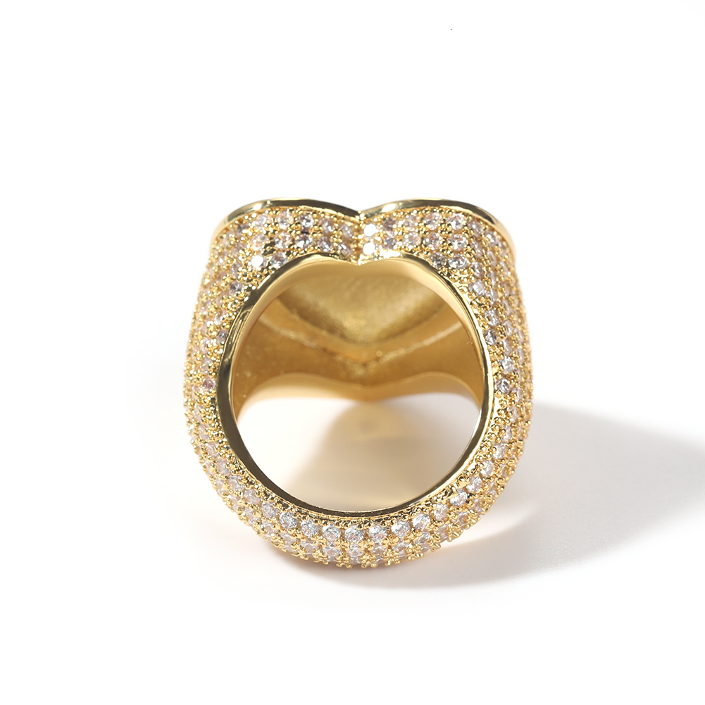 Wedding Rings UWIN Big Heart Ring for Women Men Micro Paved Iced Out CZ Stones Rings Fashion Delicate Punk Jewelry for Drop 230808