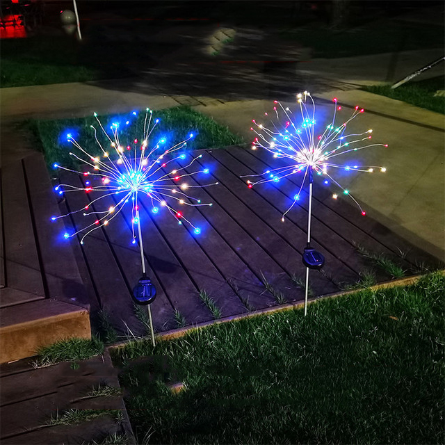 Solar Firework Lights led Copper String 90LED 120 LED 150LED Solar Garden Lights Outdoor Waterproof 2 modes 8 modes Lighting Twinkling for Garden Flow