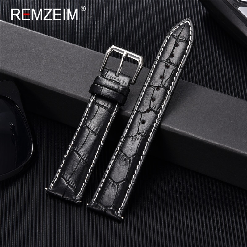 Watch Bands Calfskin Leather Strap 18mm 20mm 22mm 2mm Watchband For Women Men Accessories Solid Buckle Black Brown 230807