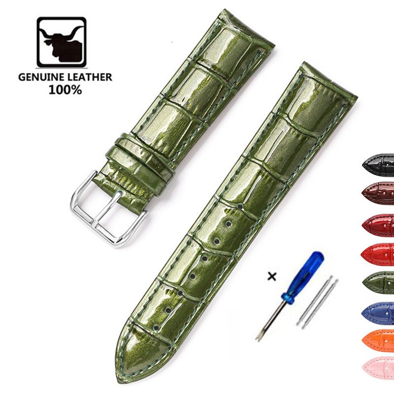 Watch Bands Genuine Leather Watch Band 12mm 14mm 16mm 18mm 20mm 22mm Leather Bracelet Green Blue Red Purple Men Women Leather Straps 230808