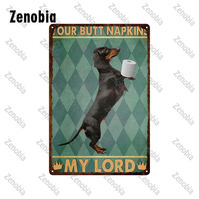 Art Animal Pet Metal Painting Black Cat Metal Poster Funny Vintage Plaque Metal Tin Signs Cat Sitting On Toilet Tin Plate for Bathroom Livingroom Deco
