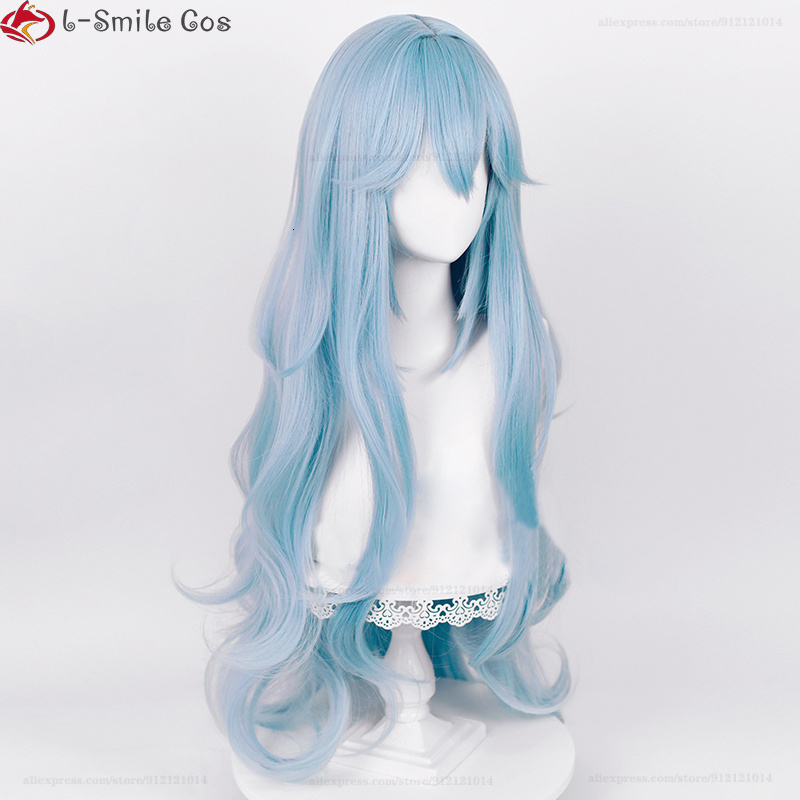 Cosplay Wigs High Quality Anime EVA 100cm Long Ayanami Rei Cosplay Wig Cyan Blue Curly Hair Heat Resistant Halloween Party Wigs Wig Cap 230808