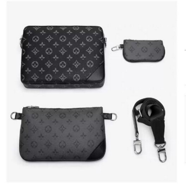 5A Quality Genuine Leather designer bags 3pcs Detachable Trio black Messenger Bags Men Crossbody 3 in 1 Set women Shoulder Bag Handbags Purse Wallet With gift Box