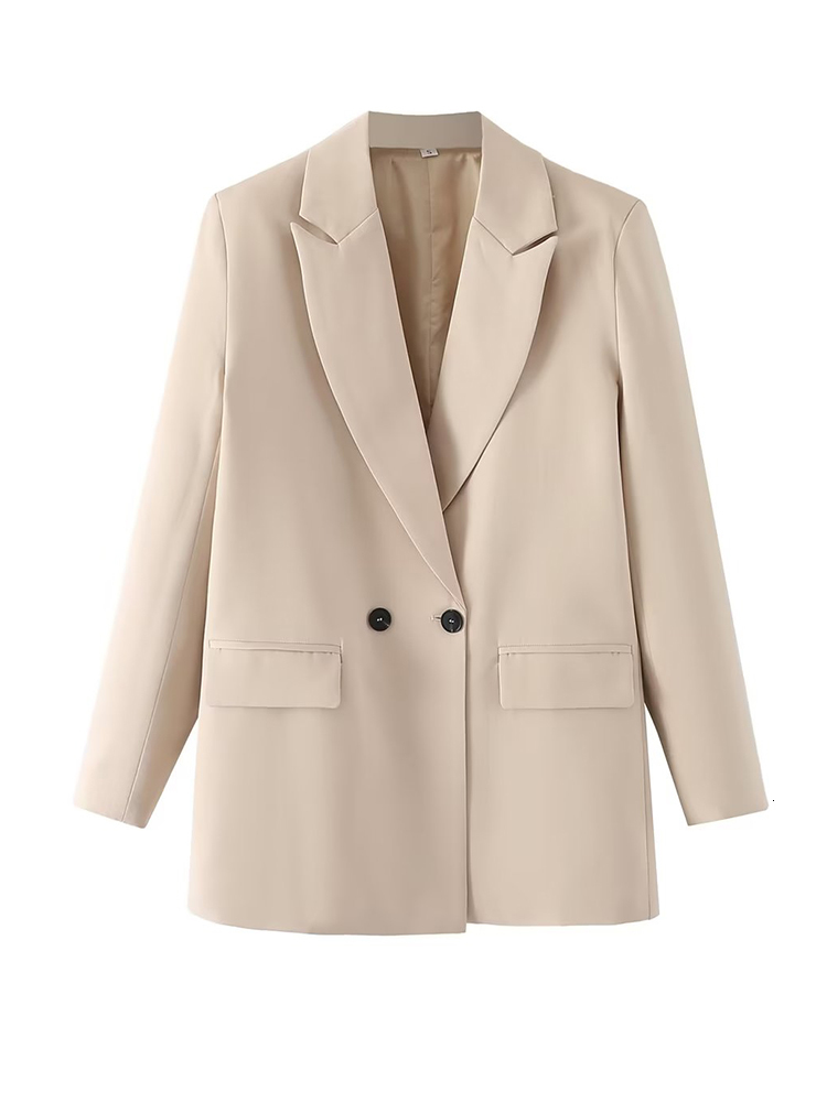 Women's Suits Blazers Spring Women Blazers Fashion Double Breasted Office Wear Blazer Coat Vintage Long Sleeve Pockets Female Outerwear 230808