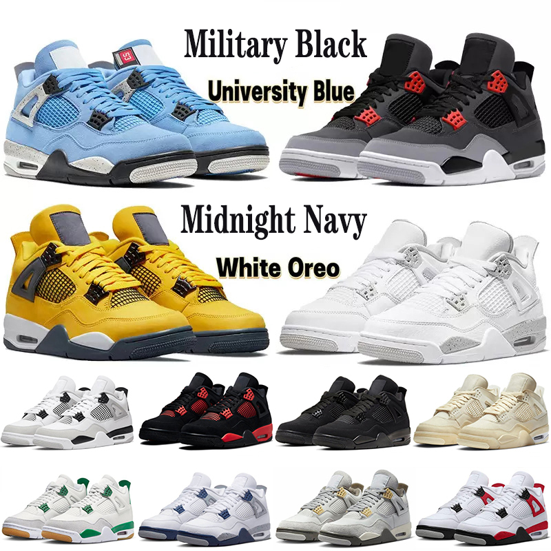 2025 Mens Basketball Shoes Midnight Navy Military Black Red Thunder University Blue Sail Bred Black Cat Pine Green Craft Trainers Designer Sneakers Size 36-47