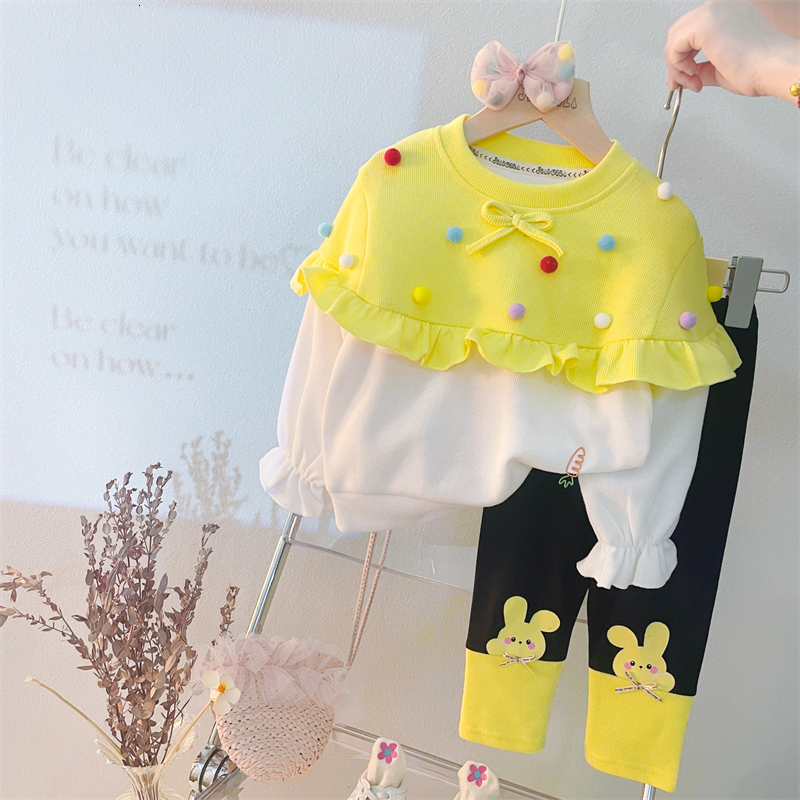 Clothing Sets Autumn Kids for Baby Girls Clothes Outfits Infant Lace T Shirt Pants 2 Pcs Suit Cartoon Children Sportswear 230808
