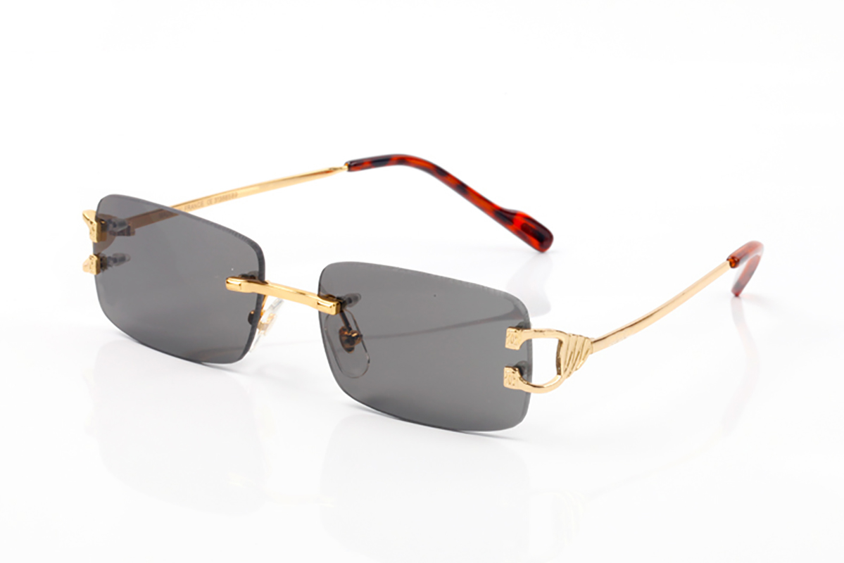 Designer Polarized Sunglasses Women Mens Fashion Frameless Female Gradient Rectangle Gold Alloy Mens Carti Sun Glasses Red Big Oversized Eyewear UV400 Eyeglasses