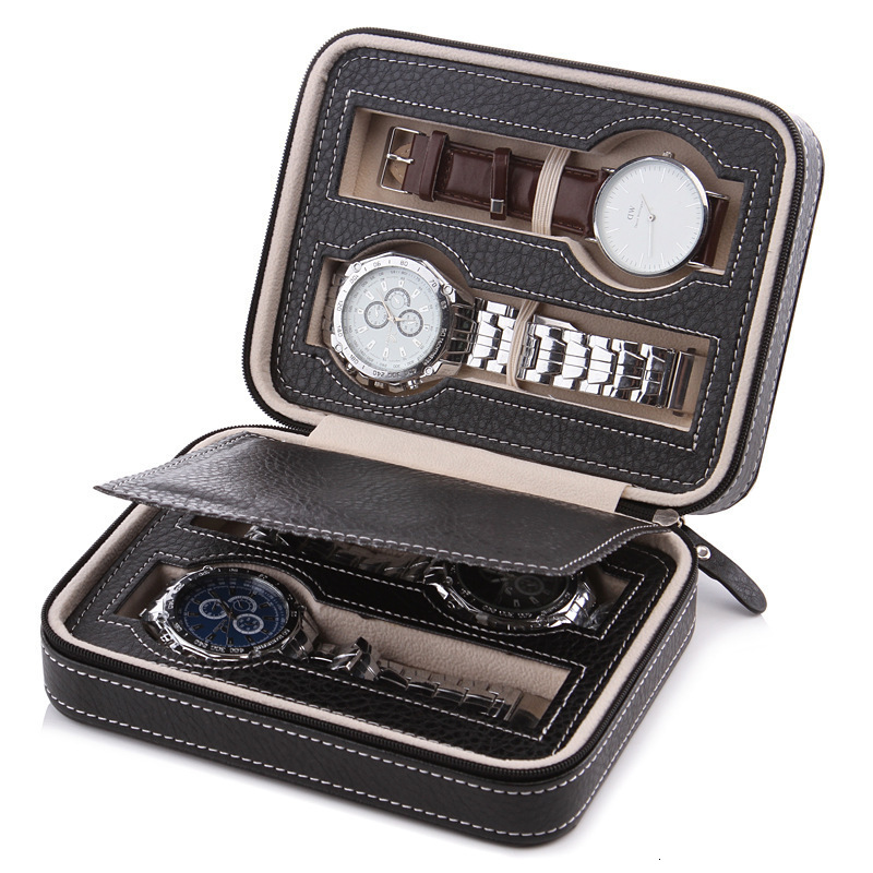 Jewelry Boxes 4position Watch Box Accessories Display Case Storage Bag Travel PU Leathe Watches Organizer Zipper 230808