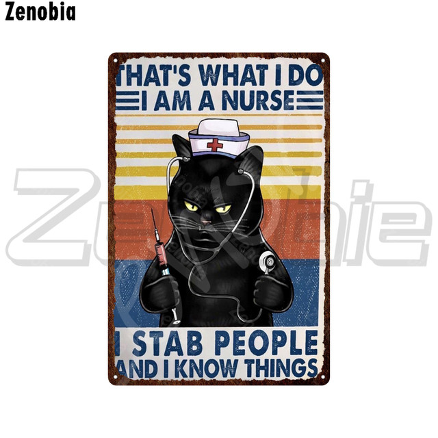 Cat Taking A Bath Funny Metal Sign Black Cat Metal Poster Pet Bath Shop Tin Sign Animal Vintage Plaque Wall Stickers for Bathroom Home Art Decoration 