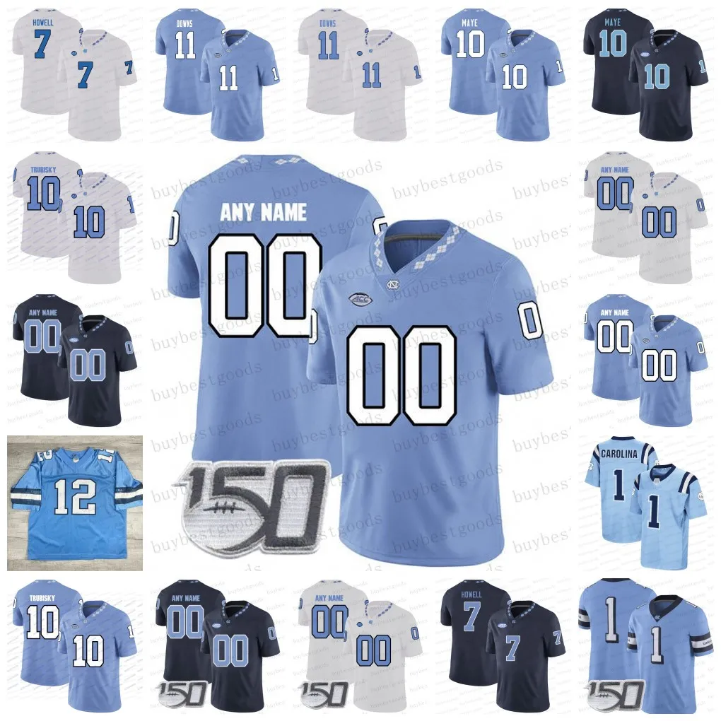 Custom UNC Football Jersey Drake Maye Michael Carter Dazz Newsome Sam Howell 5 Dazz Newsome 11 Josh Downs 6 Jacolby Criswell George Pettaway Omarion Hampton