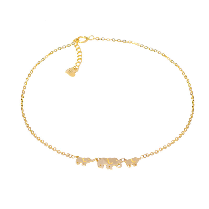 Anklets Silvology 925 Sterling Silver Cute Elephant Anklets for Women Elegant 14K Gold Lifelike Creative Anklet Girls Friendship Jewelry 230808