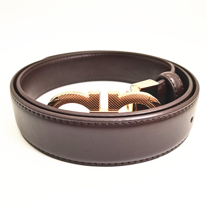 Fashion Genuine Leather Mens Designer Belt Buckle Women Solid Waistband Unisex Black Brown Belts 100-125CM