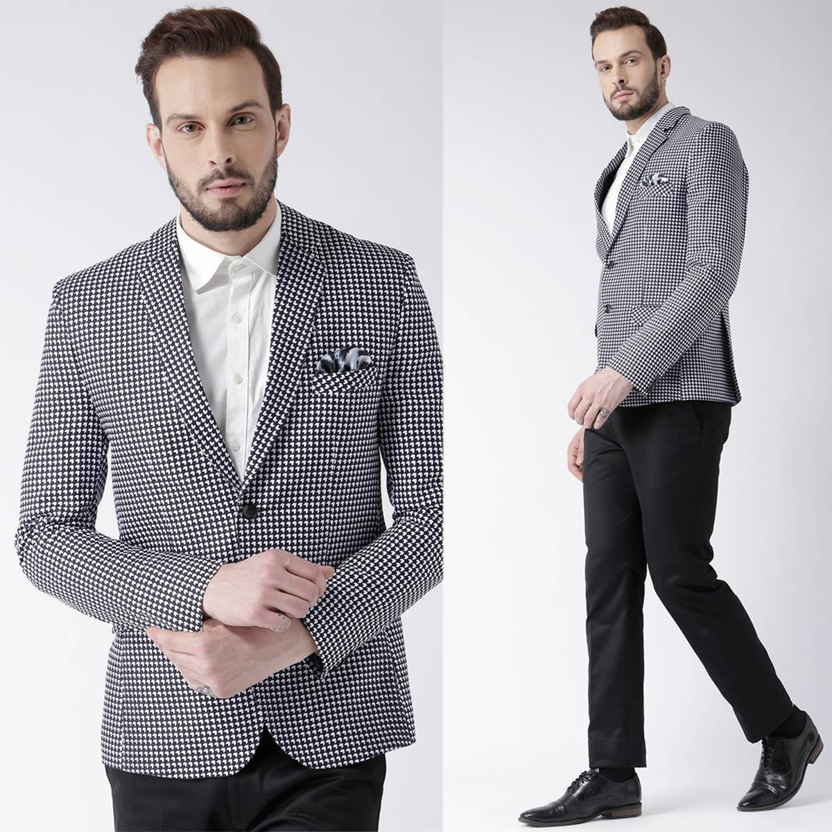 Plaid Men's Suits Slim Fit Tuxedos Business Office Wedding Groom Wear Notched Lapel Blazer 2 Pcs Custom Made