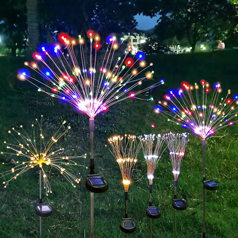 Solar Firework Lights led Copper String 90LED 120 LED 150LED Solar Garden Lights Outdoor Waterproof 2 modes 8 modes Lighting Twinkling for Garden Flow