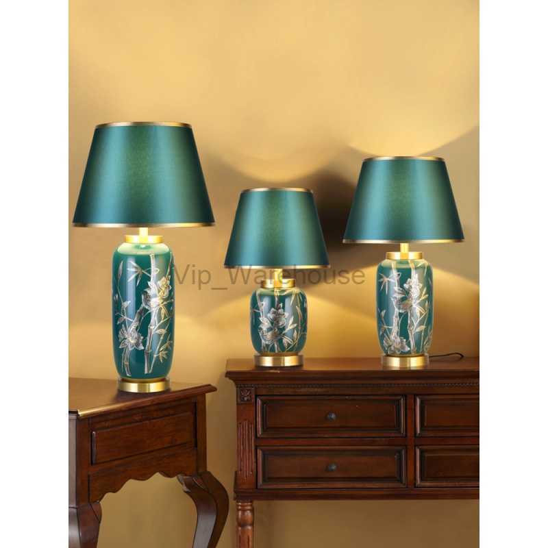Ceramic Light Lamp Copper Living Room Sofa Corner Table Master Wedding Bedroom Bed HKD230808