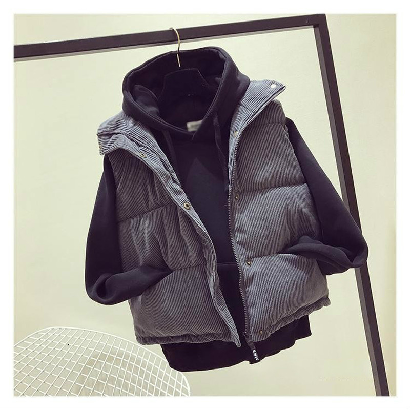 Women's Vests Women Sleeveless Vest Winter Warm 2XL Corduroy Cotton Jacket Female Simple Veats Sleeveless Waistcoat 230808