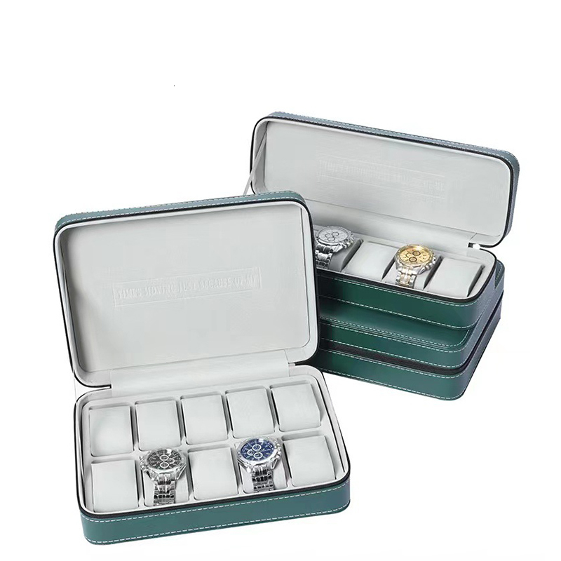 Watch Boxes Cases 12/10/8/6Girds Watch Suitcase Organizer Portable Zipper Watch Case Bracelets Men's and Women's Multifunctional Display Box