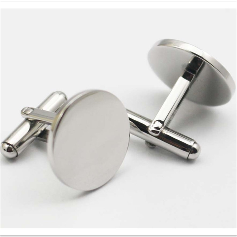 Cuff Links Men Jewelry Shirt Cuff Link Silver Color Stainless Steel Round Cufflinks For Mens Wedding Gift LASER YOUR is available 230807