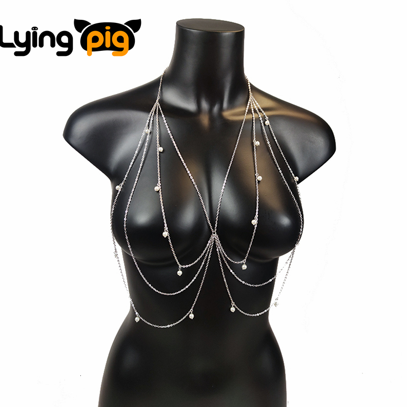 Belly Chains Body Jewelry Chest Chain Multilayered Pearl Tassel Waist Chain Body Chain Fashion for Women Sexy Bikinis Accessories Beach Punk 230808