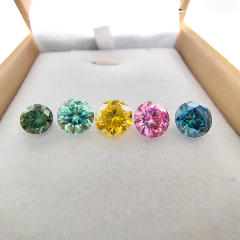 Wedding Rings Luomansi S925 Vintage Silver Ring 1 Carat Green Yellow Pink Blue Jewelry Pass Diamond Test Party Memorial Gift 230808