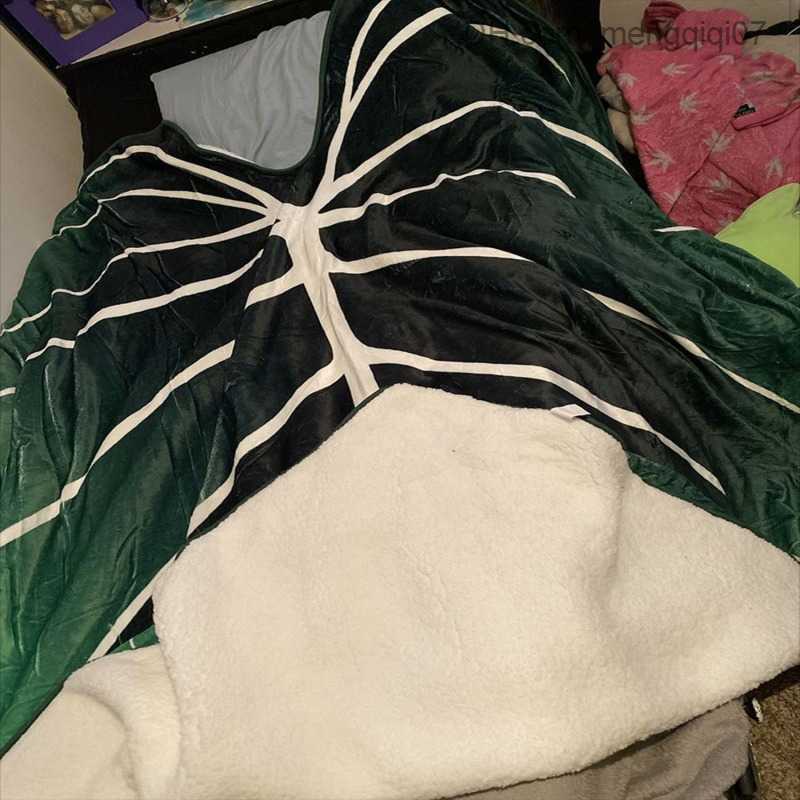 Blankets Swaddling Big leaf blanket soft leaves polyester glossy leaves bed blanket comfortable beach blanket fun birthday gift Manta Z230809