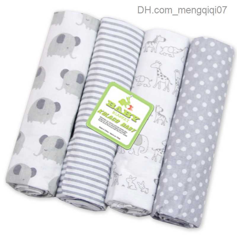 Blankets Swaddling 4 pieces/batch cotton plain flannel baby Swad soft newborn blanket baby blanket newborn plain diaper baby Swad packaging Z230809