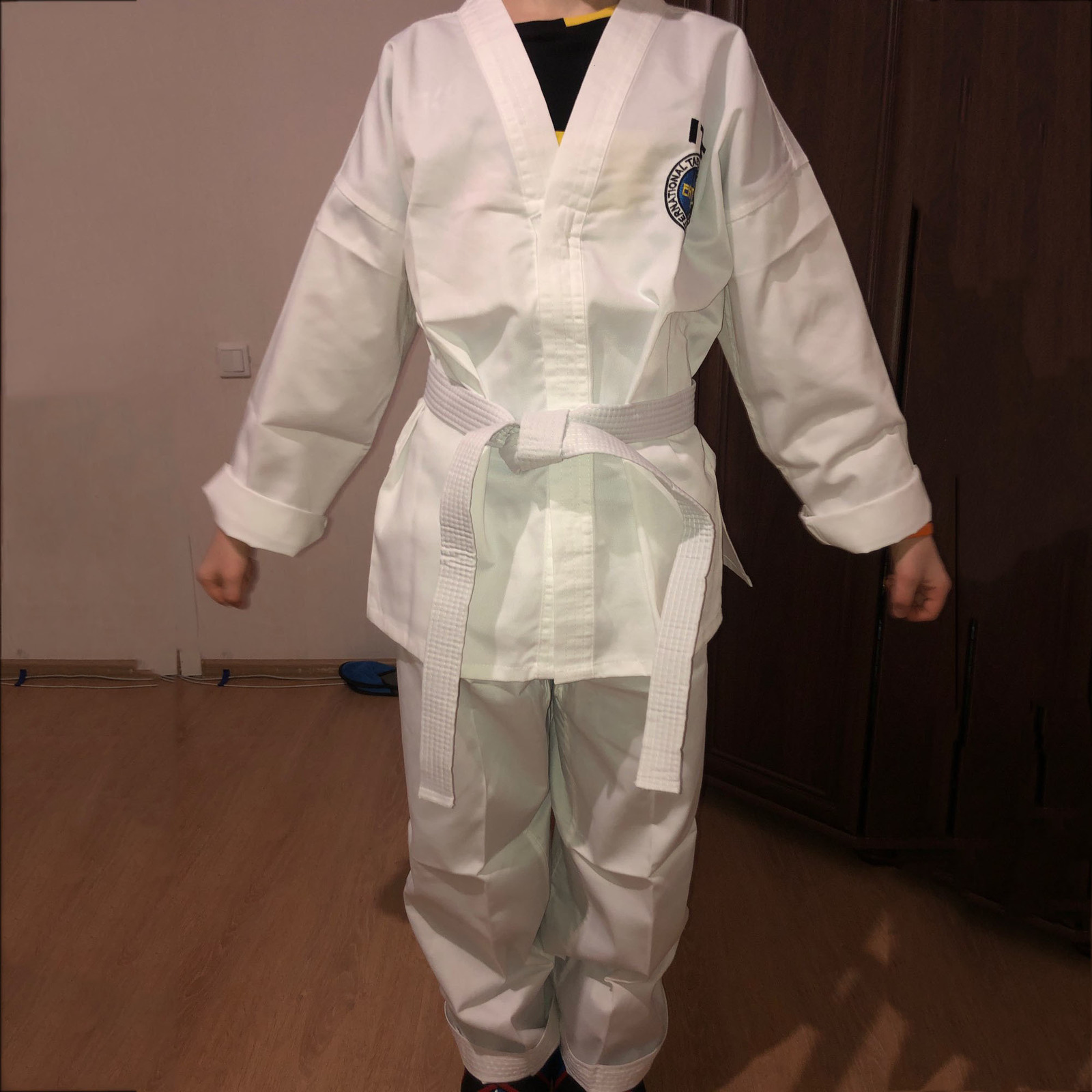 Protective Gear Professiona ITF Approve White Uniform Taekwondo Student Doboks Suit Kimono Martial Arts Taekwondo Clothes Long Sleeve Fitness Gi 23080