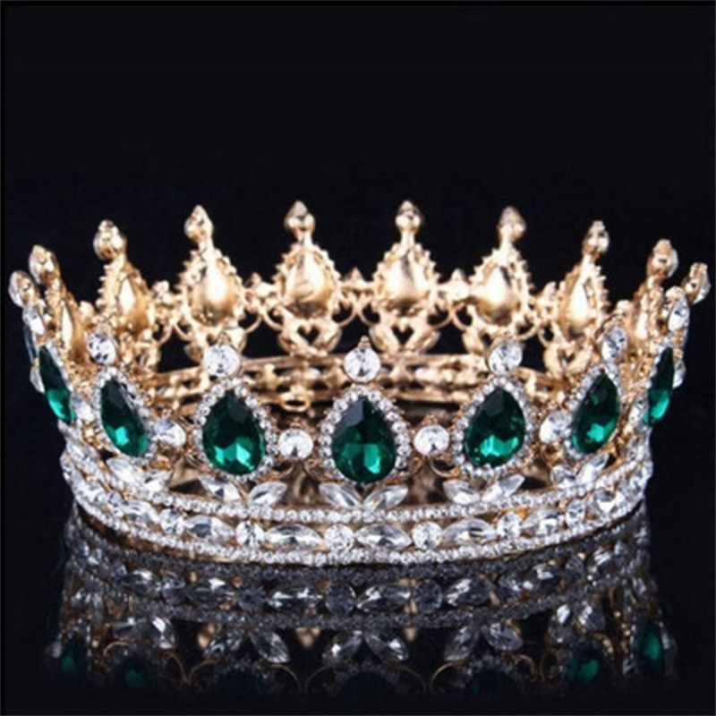 Wedding Hair Jewelry Bride Royal Pink Crystal Queen King Headwear Baroque Round Crown Large Beauty Selection Crown Headband Wedding Hair A 230808