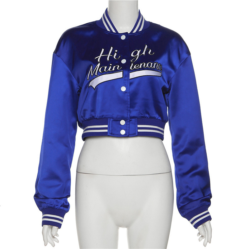 Womens Jackets Varsity Baseball Jacket Winter Clothes Women Fitness Cropped Cyber Y2K Streetwear Racing Bomber Satin Coat 230808