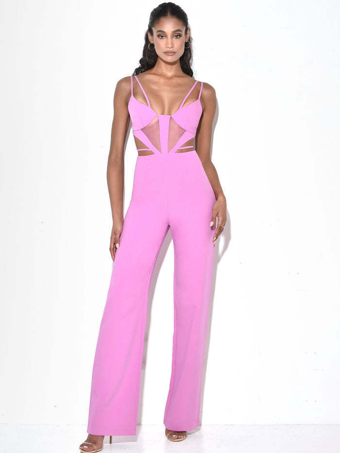 Urban Sexy Dresses DEIVE TEGER autumn and winter pink long-sleeved jumpsuit women's elegant party bandage dress for women 230809