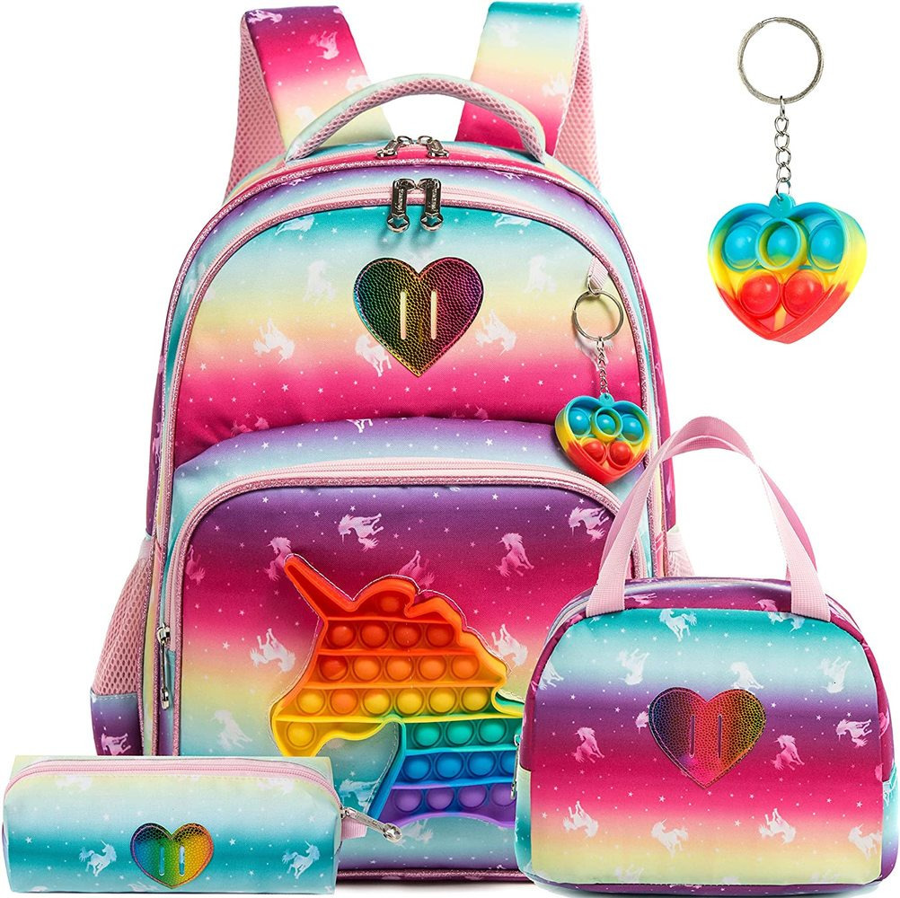 Backpacks Bikab School Bags 3 In 1 Kids Bags for Girls Kawaii Backpack Waterproof Children School Bags for Girl 16" Bags for Girls Set Bag 230809