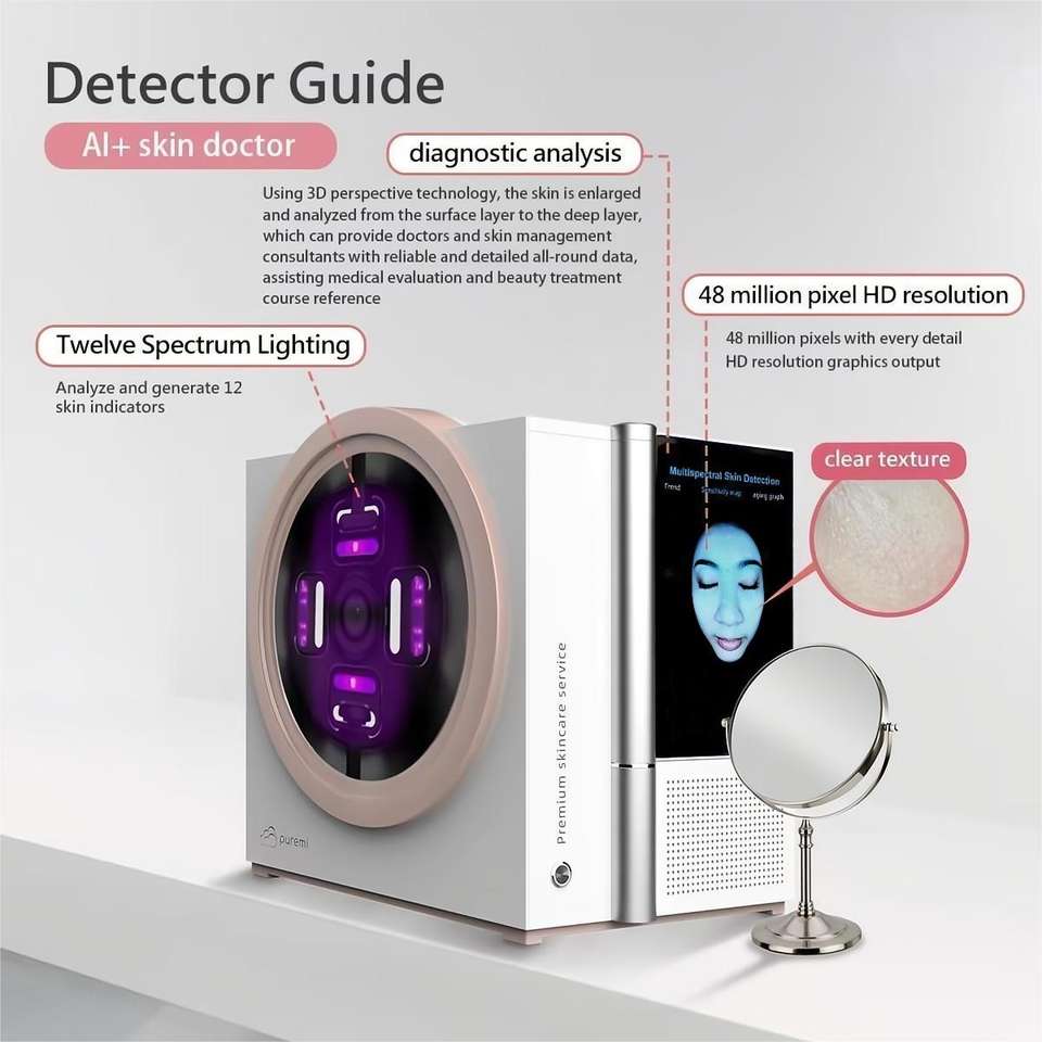 Hot selling 5 spectrum uv wood lamp skin analyzer face moisture oil water test dermatoscope